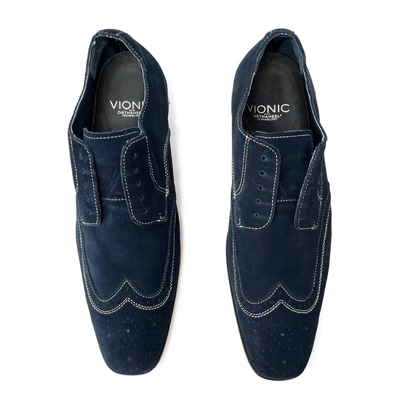 Vionic 45 Harrison Blue Suede Shoes Men’s Size 12 Derby Wingtips Brogue Navy main image 8